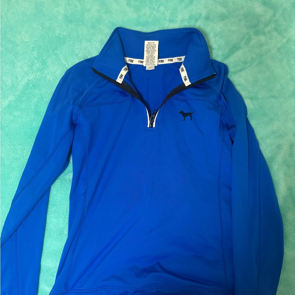 PINK Victoria's Secret Royal Blue Quarter-Zip Pullover